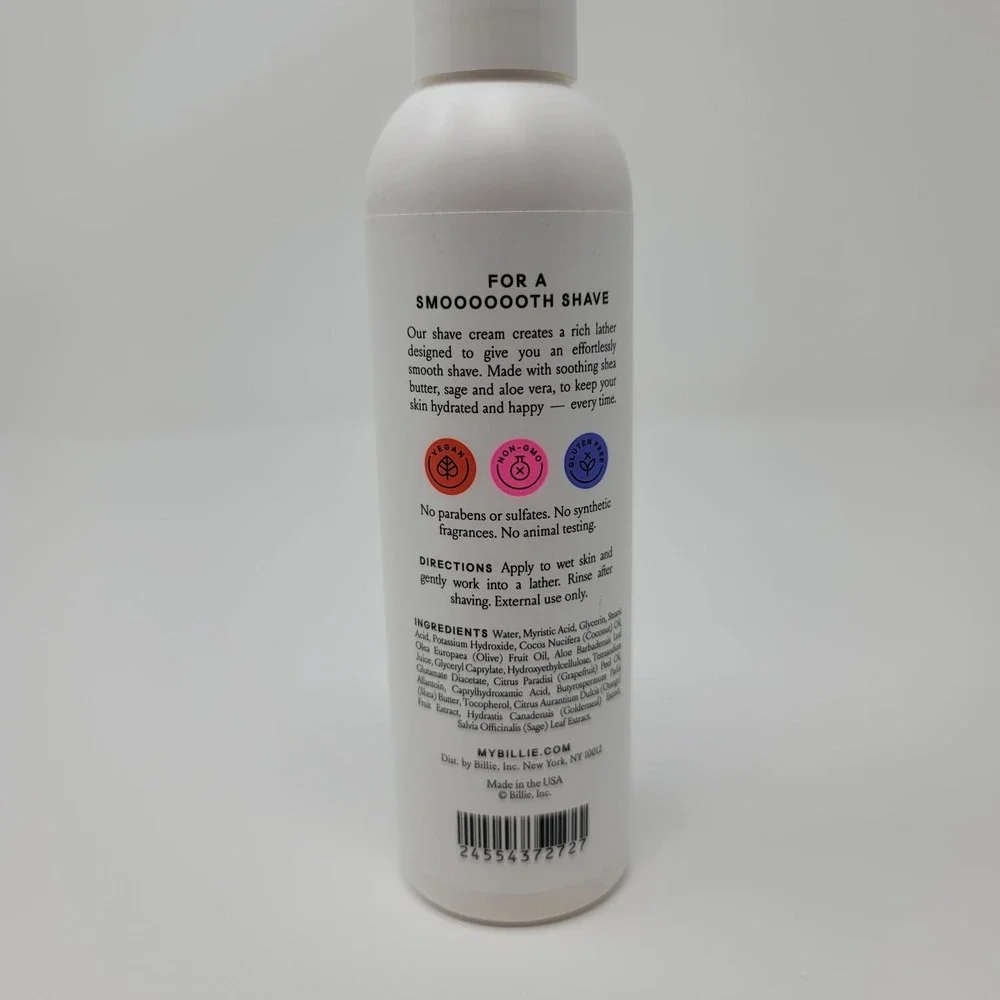 Billie Shave Cream Aloe Vera Sage Shea Butter 6.5 fl oz Vegan Non-GMO New Sealed